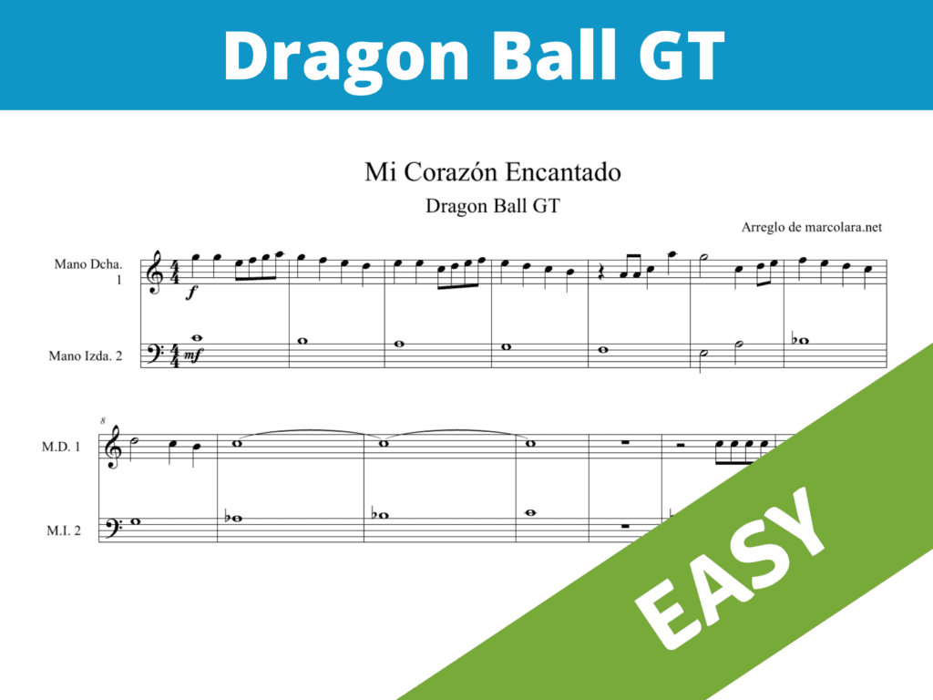 Dragon Ball GT easy piano sheet music