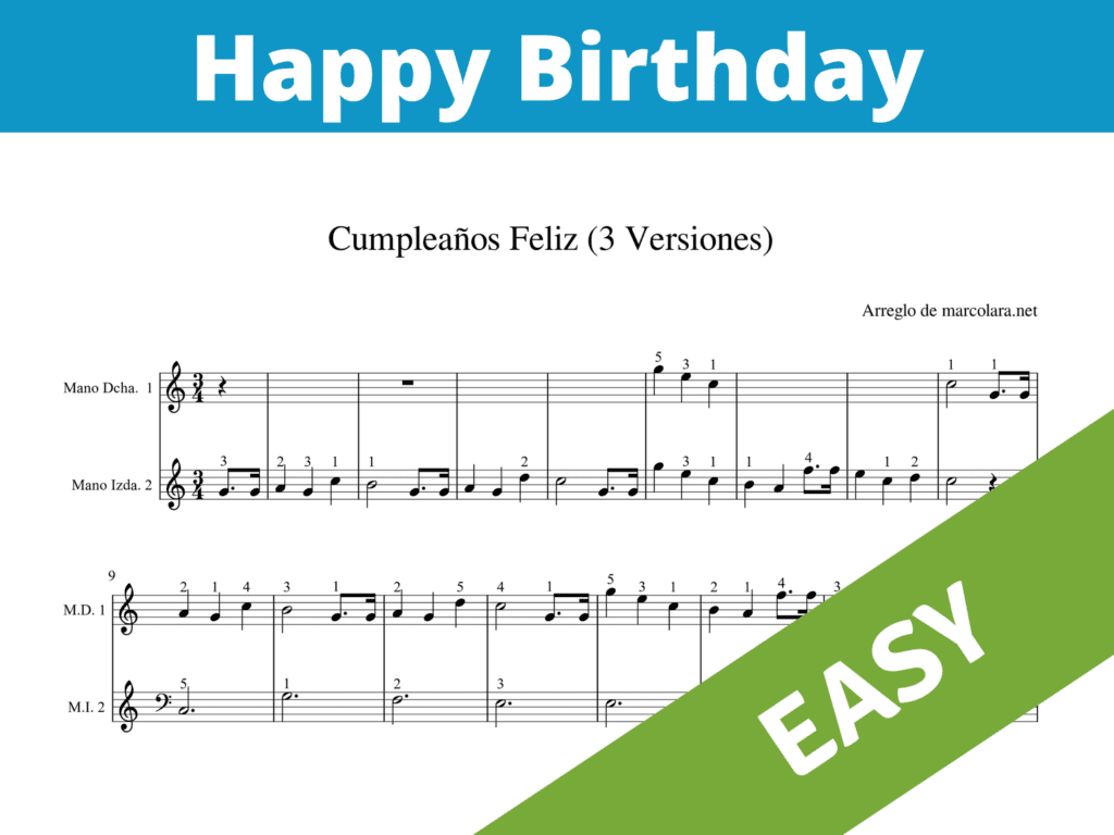 Happy birthday piano sheet music