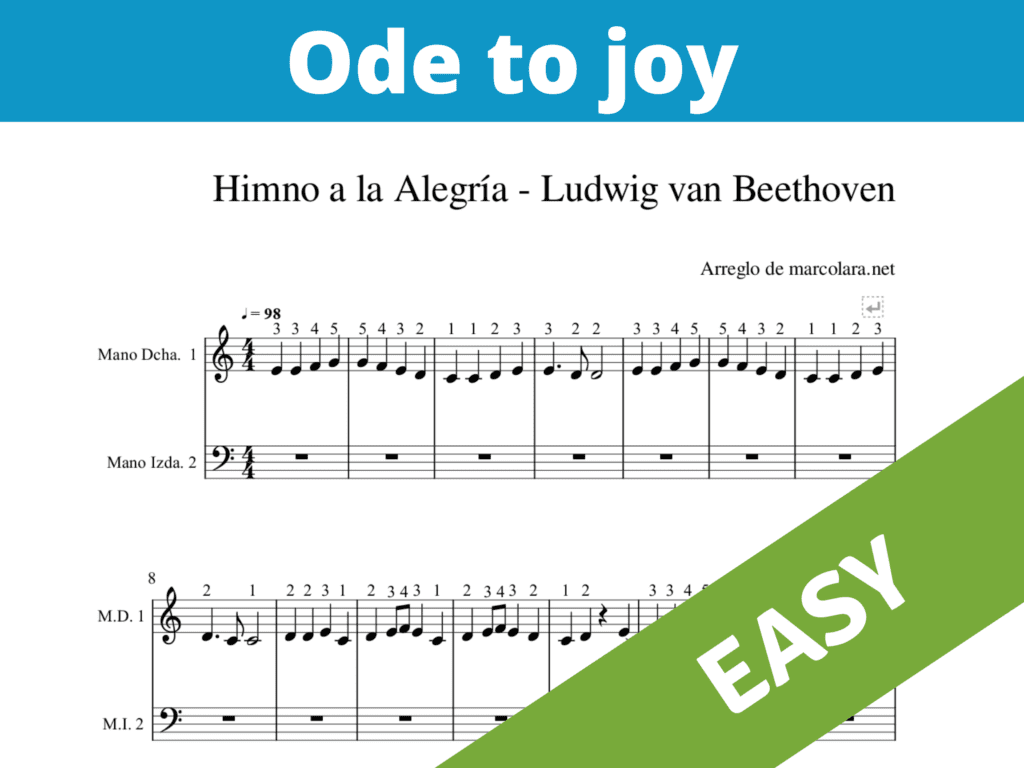 Ode to Joy easy piano sheet music