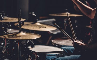 Picture of a drumset played by a teacher from brussels music college